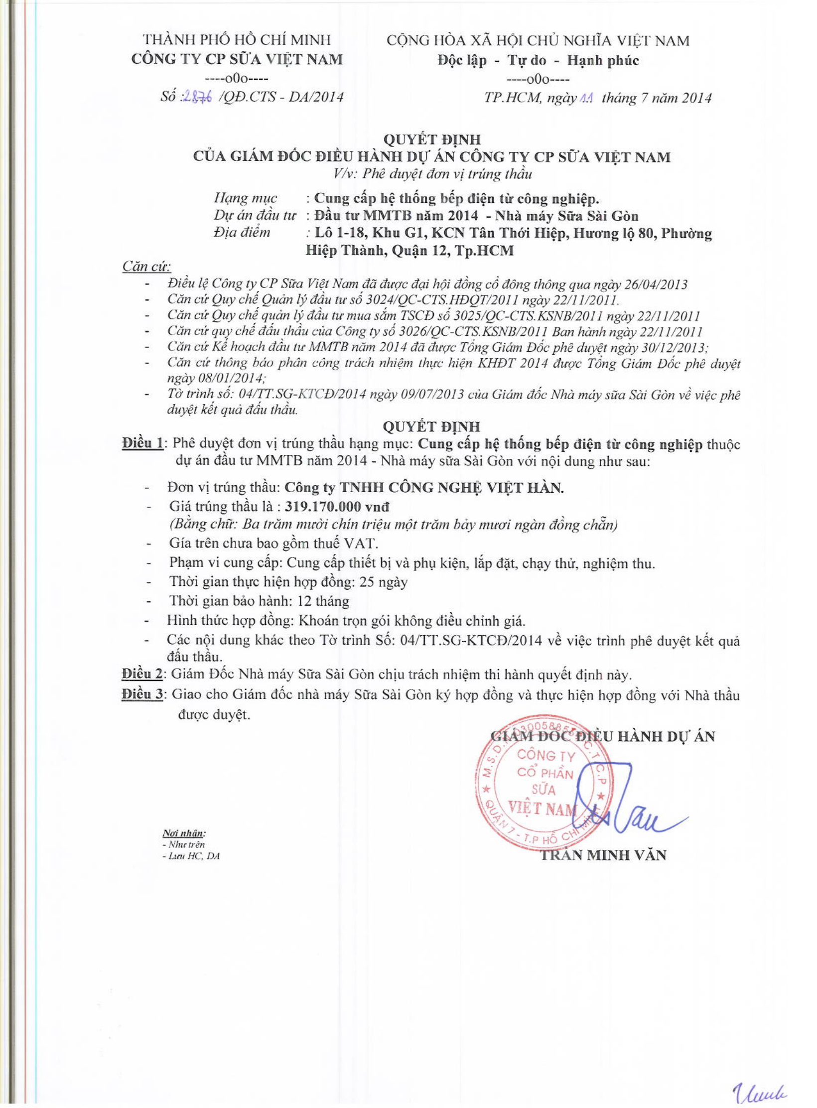 Quyết định trúng thầu bếp từ 3