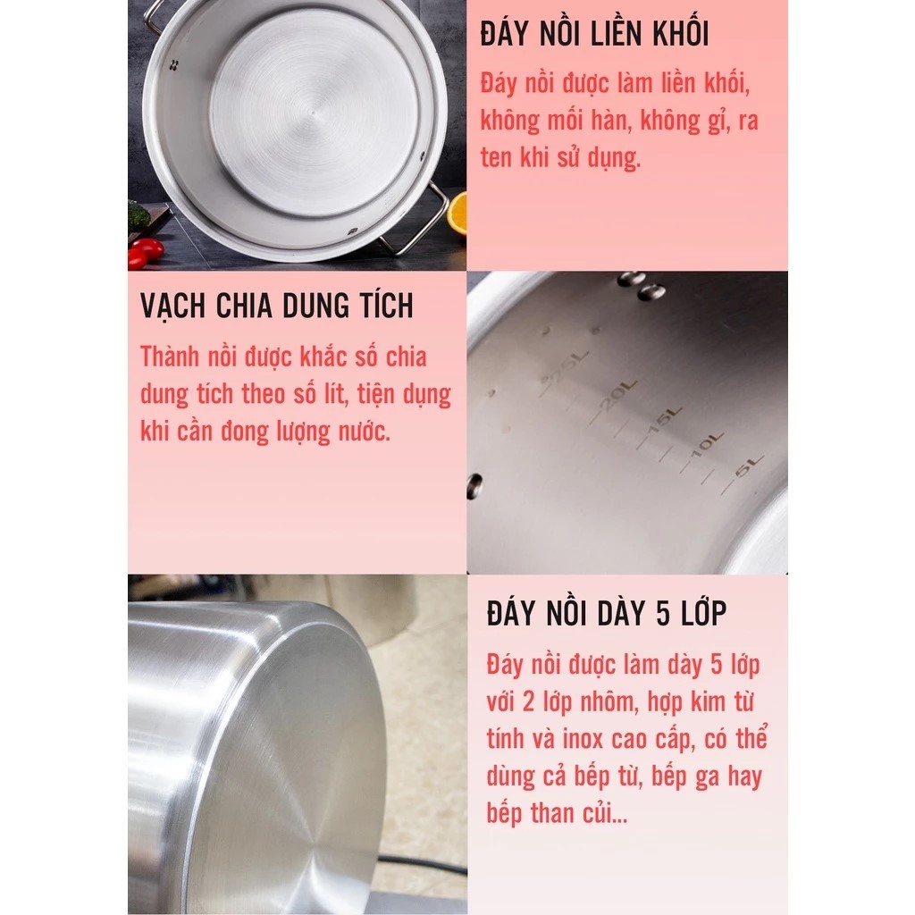 cấu tạo đáy nồi inox dùng cho bếp từ công nghiệp