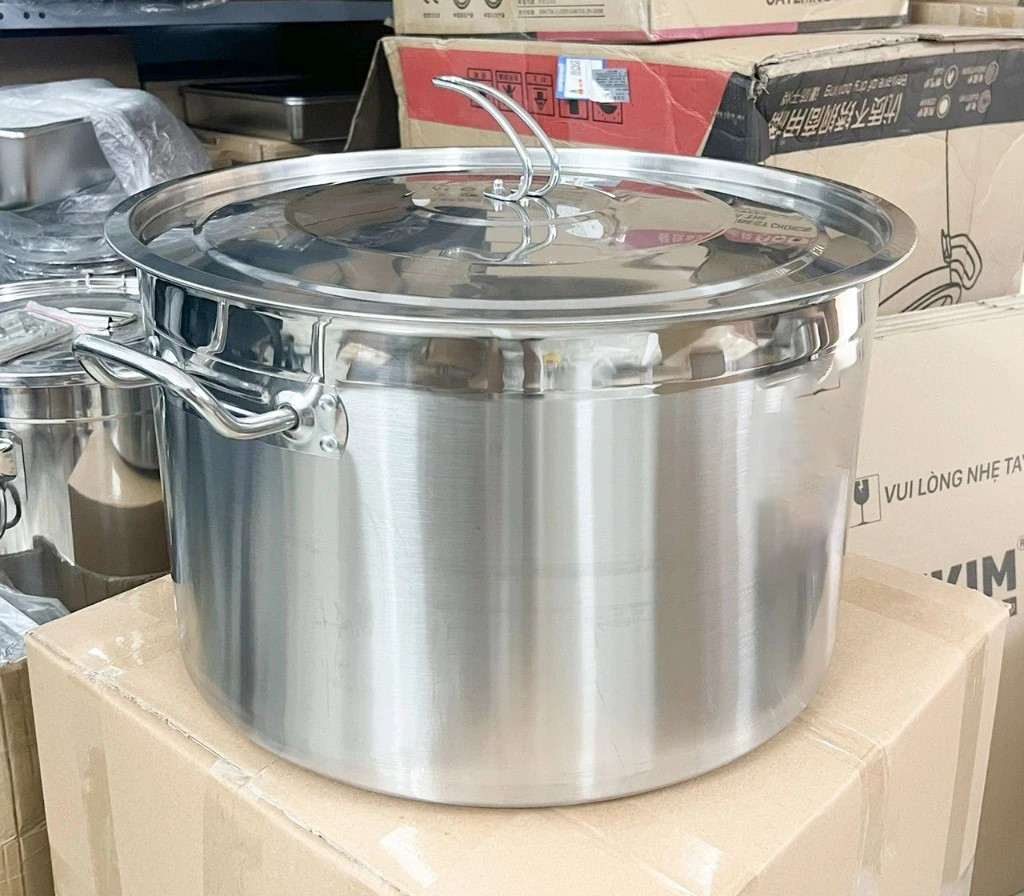 Nồi inox thấp đáy 5 lớp cho bếp từ công nghiệp Zircon